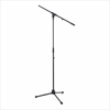 Adjustable microphone stand with tripod base, suitable for event staging and sound setups. Ideal for conferences and live performances.