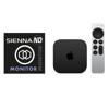 Sienna ND Monitor system with Apple TV and remote, used for live event streaming and digital presentations.