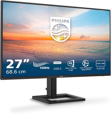 Philips 27-inch monitor with USB-C connectivity and 100Hz refresh rate, ideal for AV event displays and production setups.