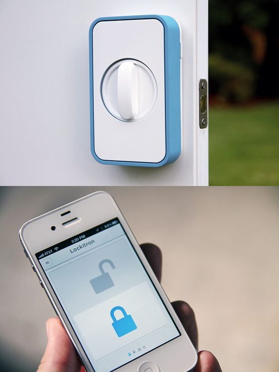 Smart lock system controlled via smartphone app, showcasing modern security technology for events and venue management.