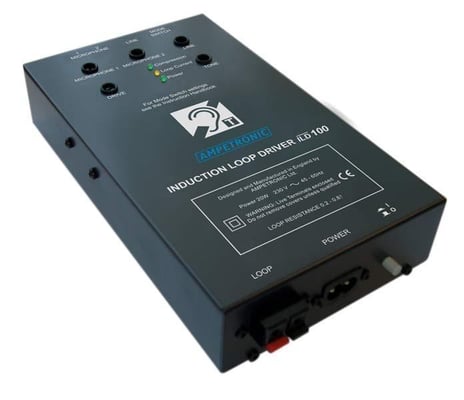 Induction loop driver for audio equipment, ideal for enhancing sound clarity at events.