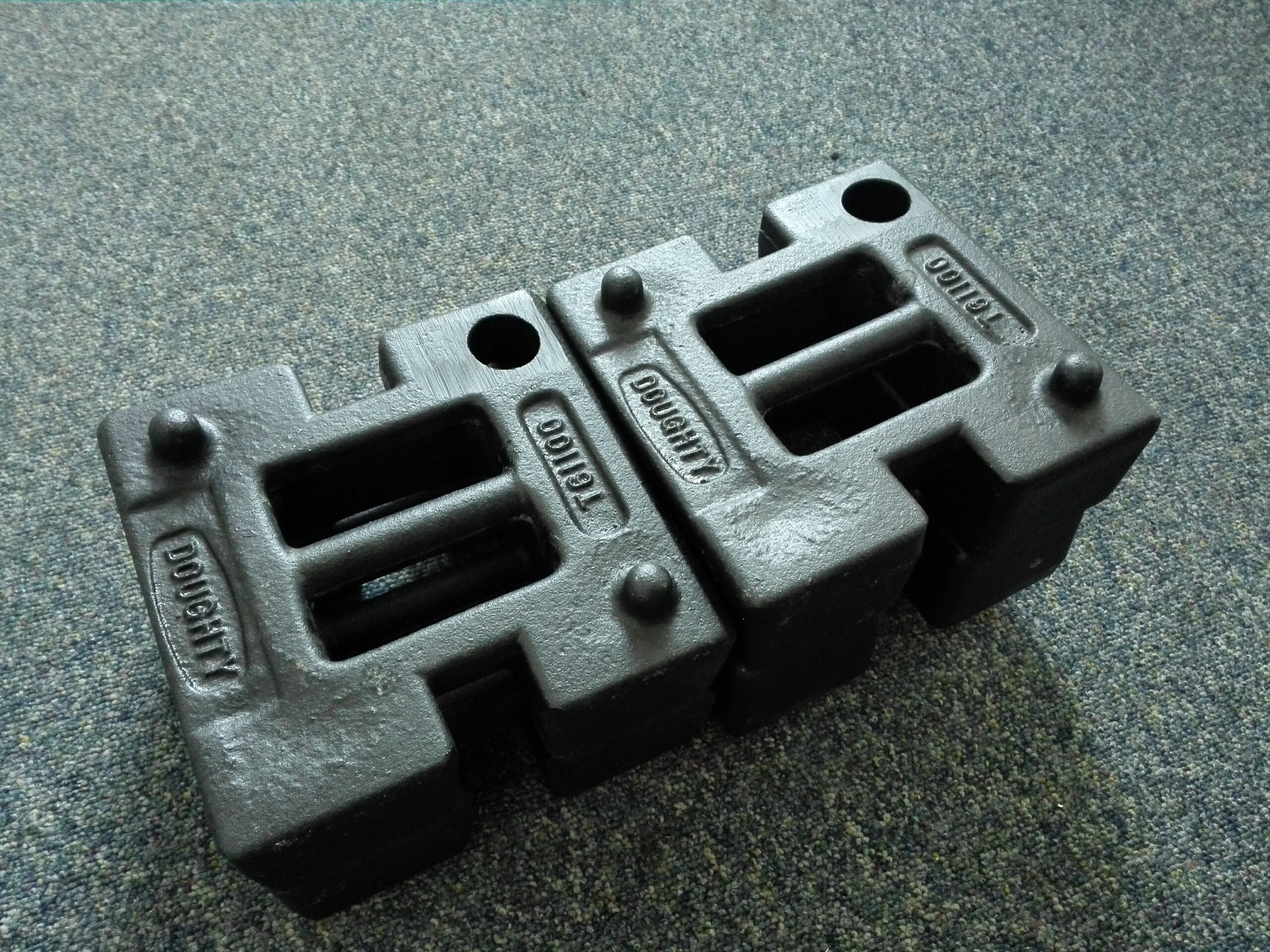 Stacked counterweights used for stage lighting and rigging stability during live event production.