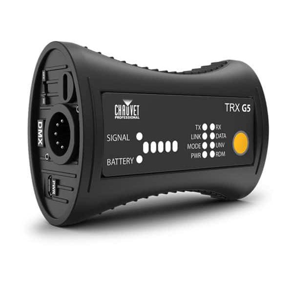Chauvet TRX G5 DMX transmitter with signal and power indicators for event lighting control systems.