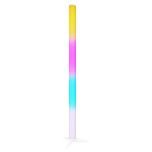 Multicolored LED lighting tube with a stand for event staging and ambient lighting at corporate or social events.